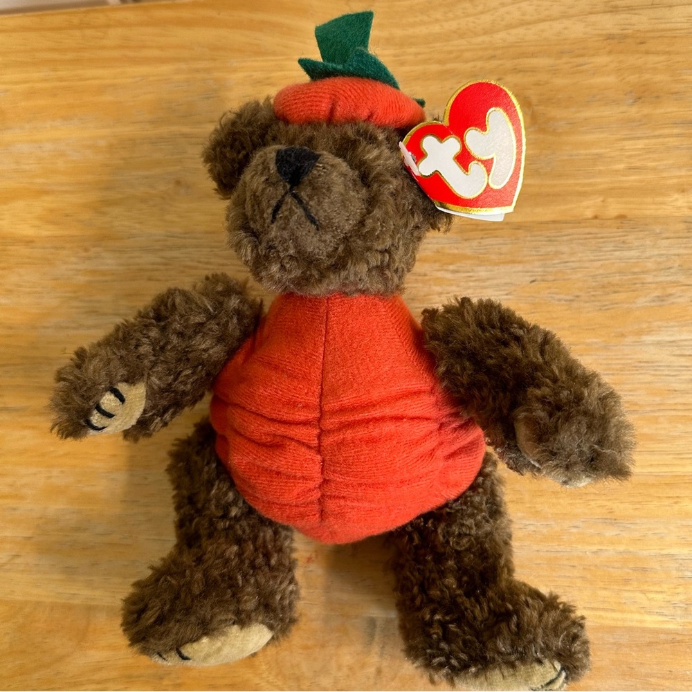 Ty Trick or Treat Peter pumpkin Halloween beanie baby plush bear 1993 - Picture 7 of 12
